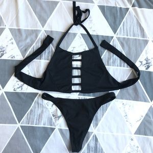 Black Brazilian thong bikini